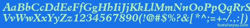 ClericSsiBoldItalic Font – Green Fonts on Blue Background