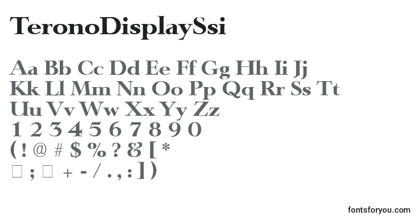 A fonte TeronoDisplaySsi – alfabeto, números, caracteres especiais