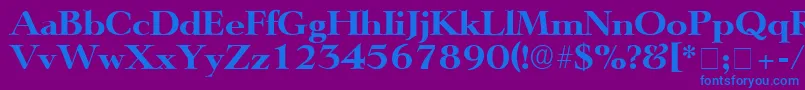 TeronoDisplaySsi-Schriftart – Blaue Schriften auf violettem Hintergrund