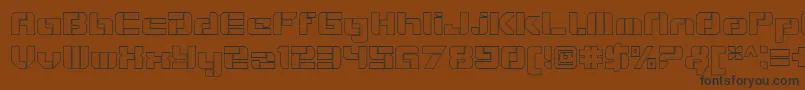 VideotechOpenoutline-Schriftart – Schwarze Schriften auf braunem Hintergrund