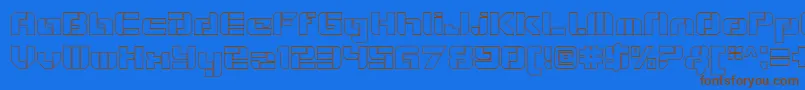 VideotechOpenoutline-Schriftart – Braune Schriften auf blauem Hintergrund