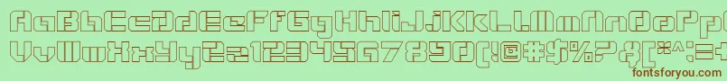 VideotechOpenoutline-Schriftart – Braune Schriften auf grünem Hintergrund