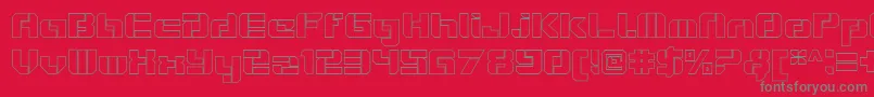 VideotechOpenoutline-fontti – harmaat kirjasimet punaisella taustalla