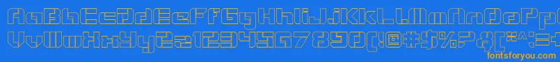 フォントVideotechOpenoutline – オレンジ色の文字が青い背景にあります。