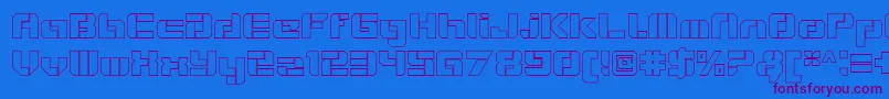 VideotechOpenoutline-Schriftart – Violette Schriften auf blauem Hintergrund