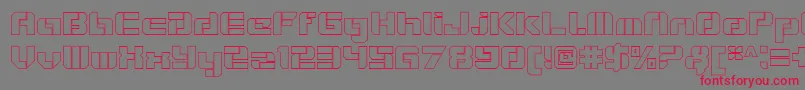 VideotechOpenoutline-Schriftart – Rote Schriften auf grauem Hintergrund