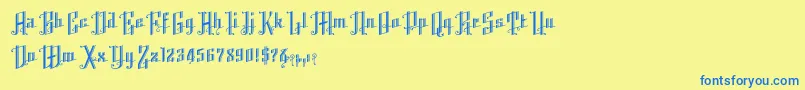 Fonte K22AngularText – fontes azuis em um fundo amarelo