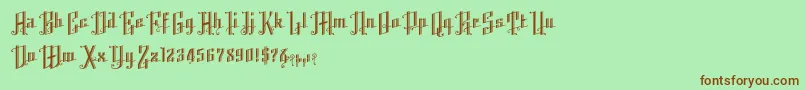 フォントK22AngularText – 緑の背景に茶色のフォント