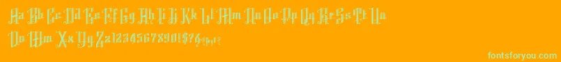 Fonte K22AngularText – fontes verdes em um fundo laranja