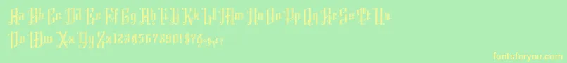 フォントK22AngularText – 黄色の文字が緑の背景にあります