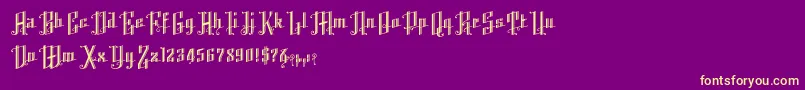 K22AngularText-Schriftart – Gelbe Schriften auf violettem Hintergrund