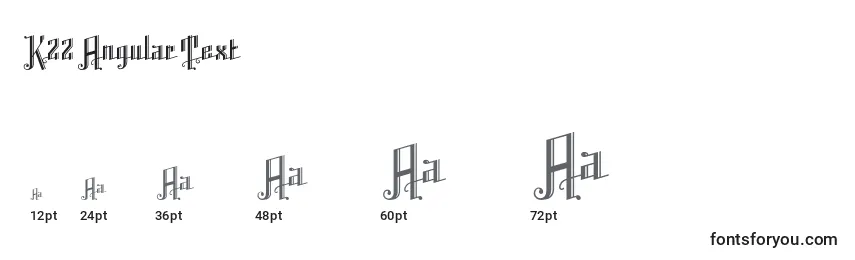 sizes of k22angulartext font, k22angulartext sizes