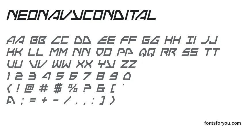 characters of neonavycondital font, letter of neonavycondital font, alphabet of  neonavycondital font