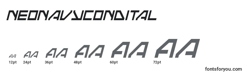 sizes of neonavycondital font, neonavycondital sizes