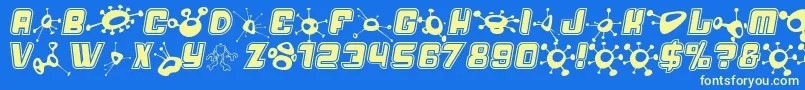 Saiba mais sobre a fonte Alienmushrooms Fonte Alienmushrooms – fontes amarelas em um fundo azul
