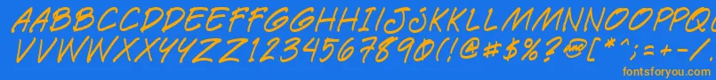Paetri-Schriftart – Orangefarbene Schriften auf blauem Hintergrund