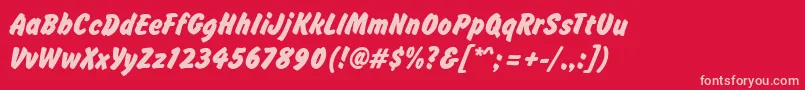 Brushhandnew Font – Pink Fonts on Red Background