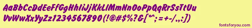 Brushhandnew Font – Purple Fonts on Yellow Background