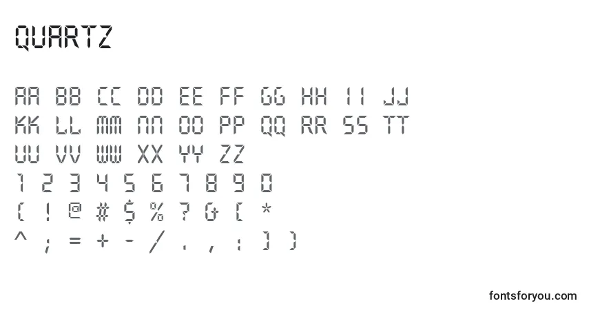 Czcionka Quartz – alfabet, cyfry, specjalne znaki