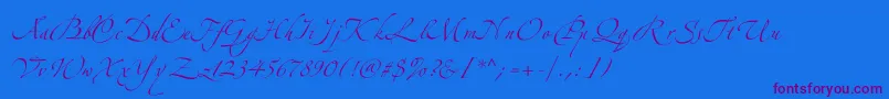 Zeferinoone-Schriftart – Violette Schriften auf blauem Hintergrund