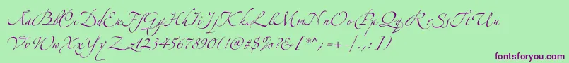 フォントZeferinoone – 緑の背景に紫のフォント