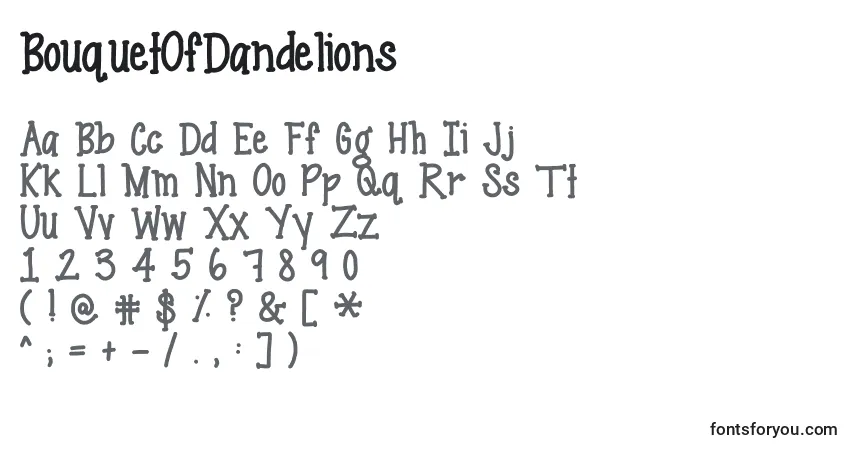 Schriftart BouquetOfDandelions – Alphabet, Zahlen, spezielle Symbole