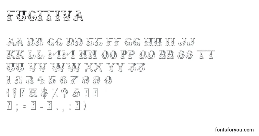 A fonte Fugitiva – alfabeto, números, caracteres especiais