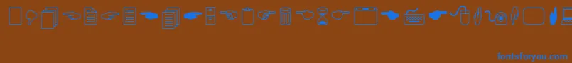 LucidaIcons-Schriftart – Blaue Schriften auf braunem Hintergrund