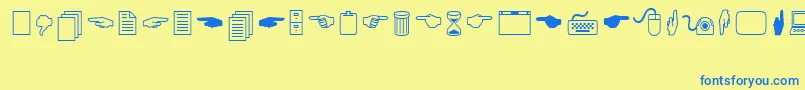 Fonte LucidaIcons – fontes azuis em um fundo amarelo