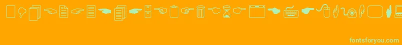 LucidaIcons-Schriftart – Grüne Schriften auf orangefarbenem Hintergrund