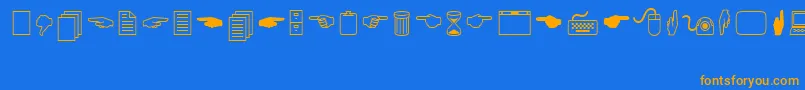 LucidaIcons-Schriftart – Orangefarbene Schriften auf blauem Hintergrund