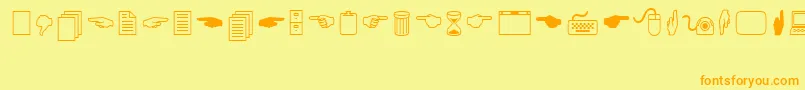 LucidaIcons-Schriftart – Orangefarbene Schriften auf gelbem Hintergrund