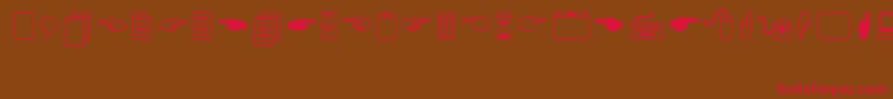 フォントLucidaIcons – 赤い文字が茶色の背景にあります。