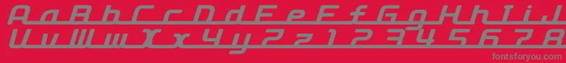 Fonte D3RoadsterismLongItalic – fontes cinzas em um fundo vermelho