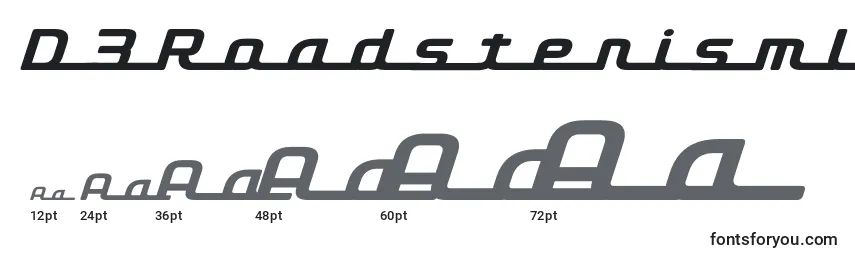 Размеры шрифта D3RoadsterismLongItalic