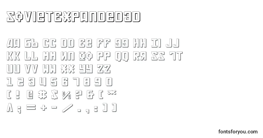 Czcionka SovietExpanded3D – alfabet, cyfry, specjalne znaki