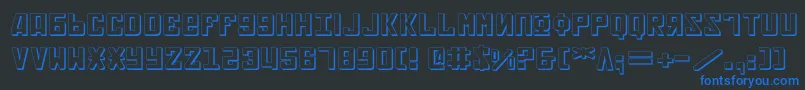 SovietExpanded3D-Schriftart – Blaue Schriften auf schwarzem Hintergrund