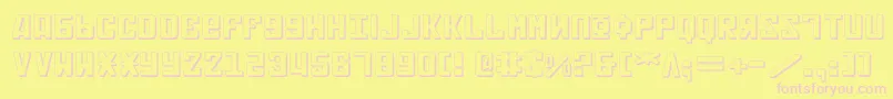 SovietExpanded3D-fontti – vaaleanpunaiset fontit keltaisella taustalla