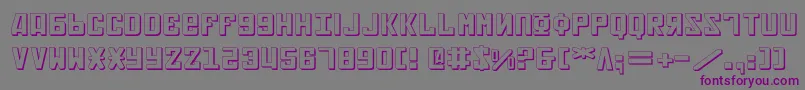 SovietExpanded3D-fontti – violetit fontit harmaalla taustalla