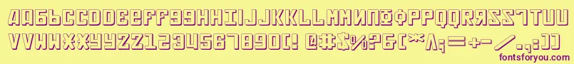 SovietExpanded3D-Schriftart – Violette Schriften auf gelbem Hintergrund