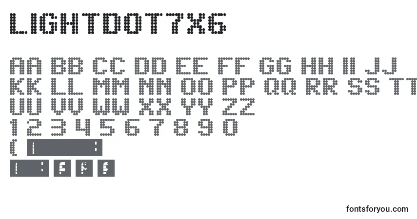 Czcionka Lightdot7x6 – alfabet, cyfry, specjalne znaki