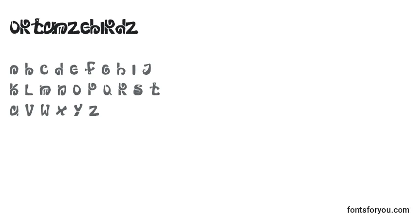A fonte Mortumzebirdz – alfabeto, números, caracteres especiais