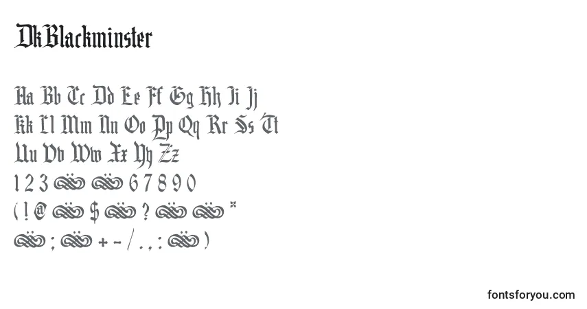 Schriftart DkBlackminster – Alphabet, Zahlen, spezielle Symbole