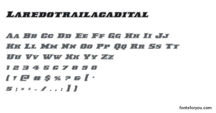 A fonte Laredotrailacadital – alfabeto, números, caracteres especiais