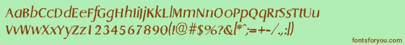 Fonte DragonantiqueItalic – fontes marrons em um fundo verde