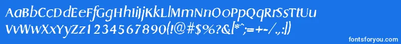 Fonte DragonantiqueItalic – fontes brancas em um fundo azul