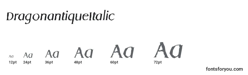 Размеры шрифта DragonantiqueItalic