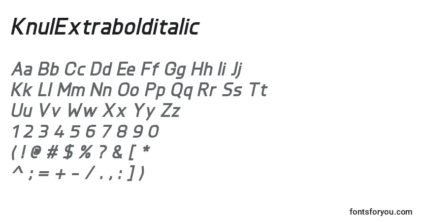 KnulExtrabolditalic Font – alphabet, numbers, special characters