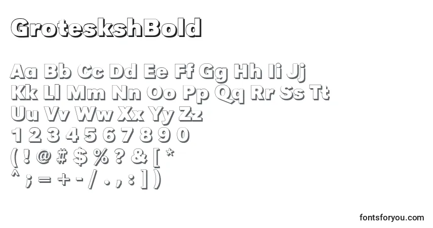 A fonte GroteskshBold – alfabeto, números, caracteres especiais