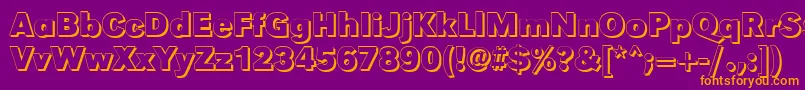 GroteskshBold-fontti – oranssit fontit violetilla taustalla